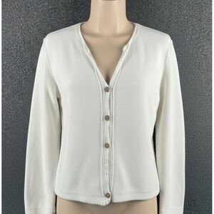 Vintage Rum Runner Women's XS Knit White Cardigan Sweater Linen Cotton Blend‎